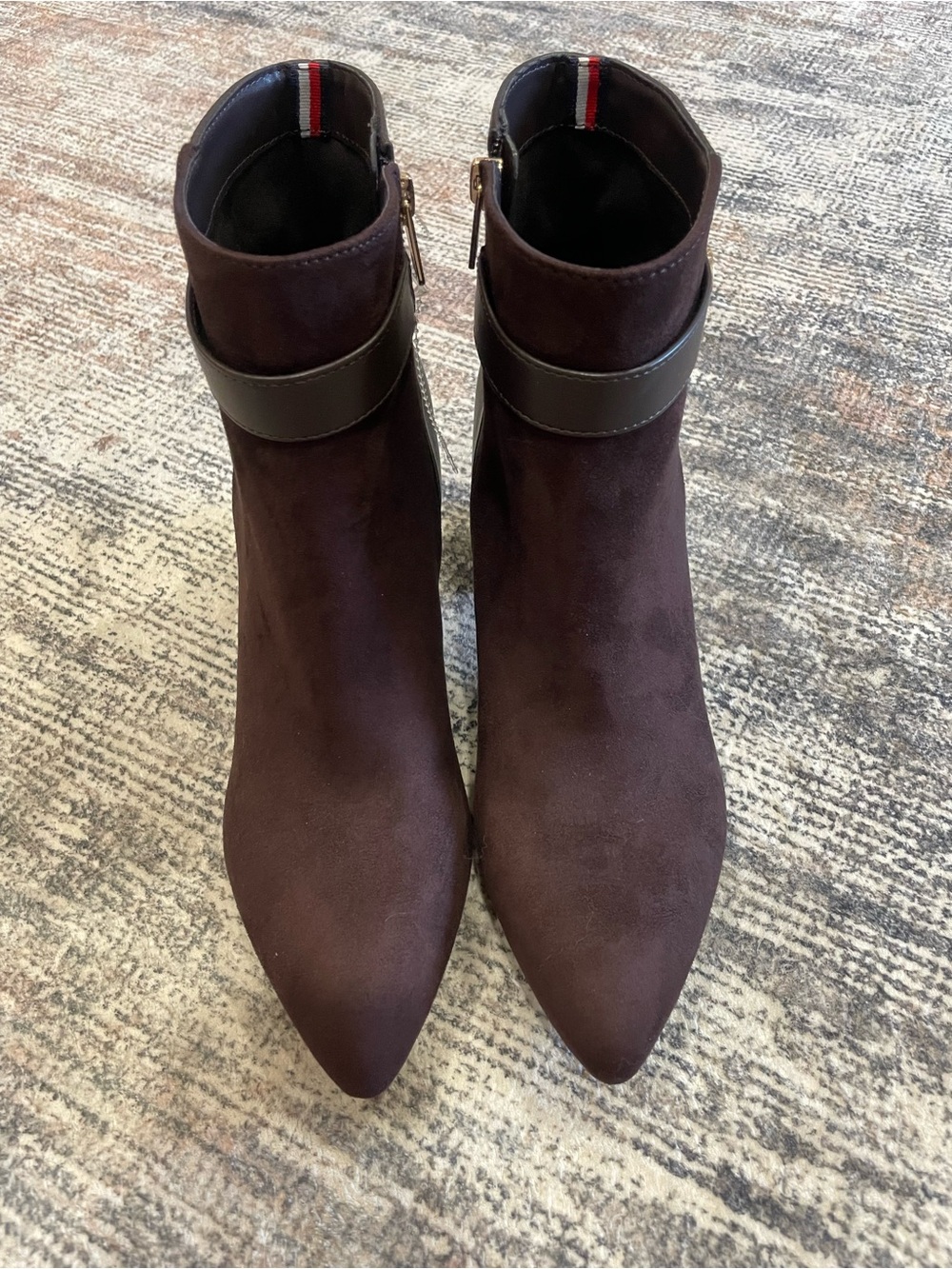 NEW - Tommy Hilfiger Brown Pointed Toe Ankle Boots Suede and Leather
